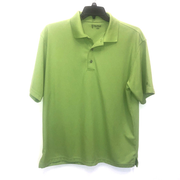 Pro Tour Polo Shirt Mens Extra Large Green 100% Polyester Pullover Short Sleeve - Picture 1 of 7
